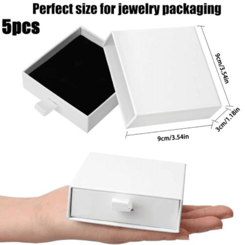 5pcs White Jewelry Gift Boxes with Lids – 9x9x3cm Display Packaging (White)