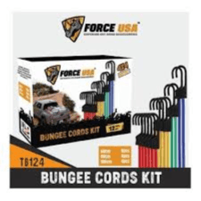 Force USA Heavy Duty Bungee Cords Kit 12 Piece Set, Adjeustable,Durable & Strong Ofcross-Woven Rubber And Latex Providing Hight Elasticity.