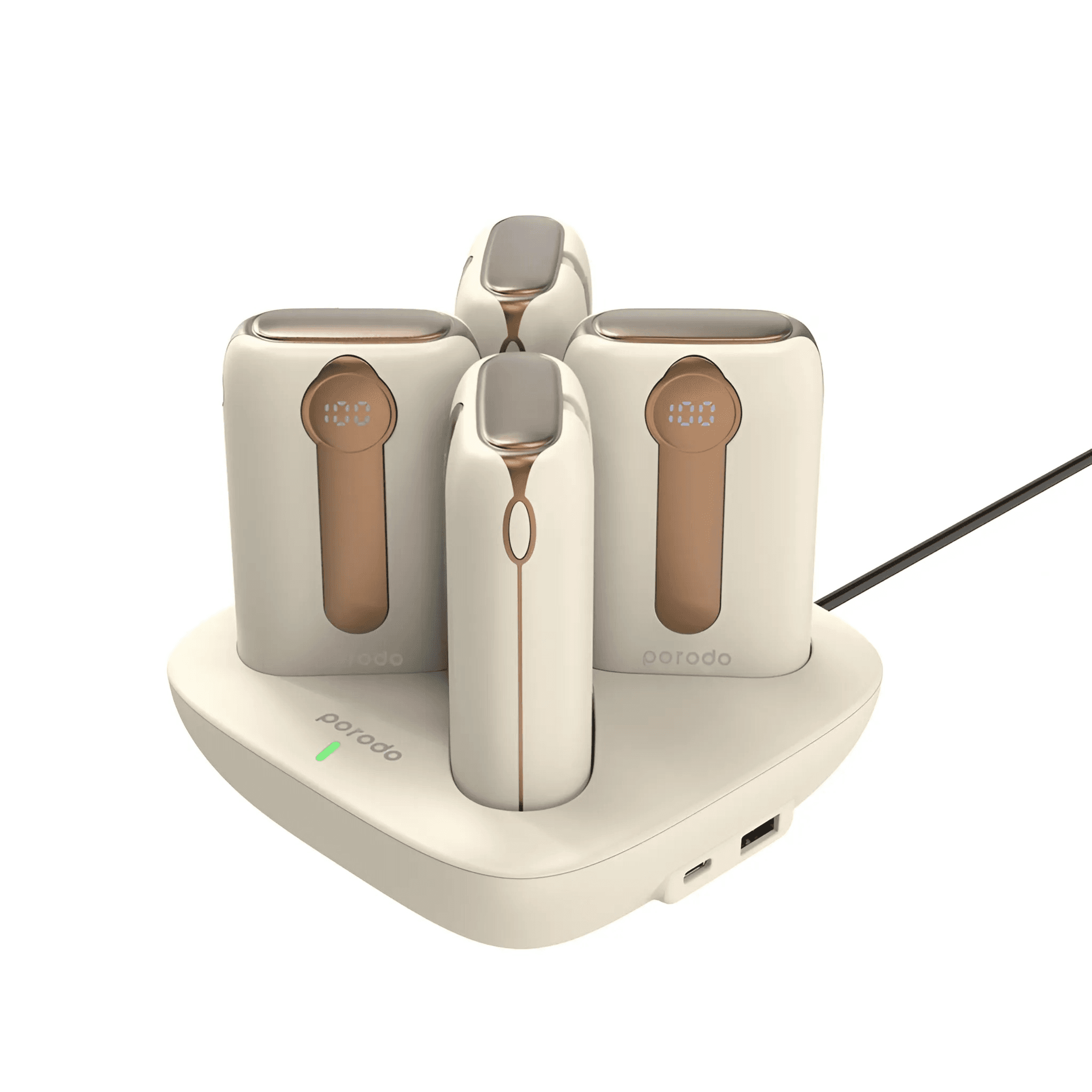 Porodo 10000Mah | 4 Power Bank Station Lightning & Type-C Integrated Cable