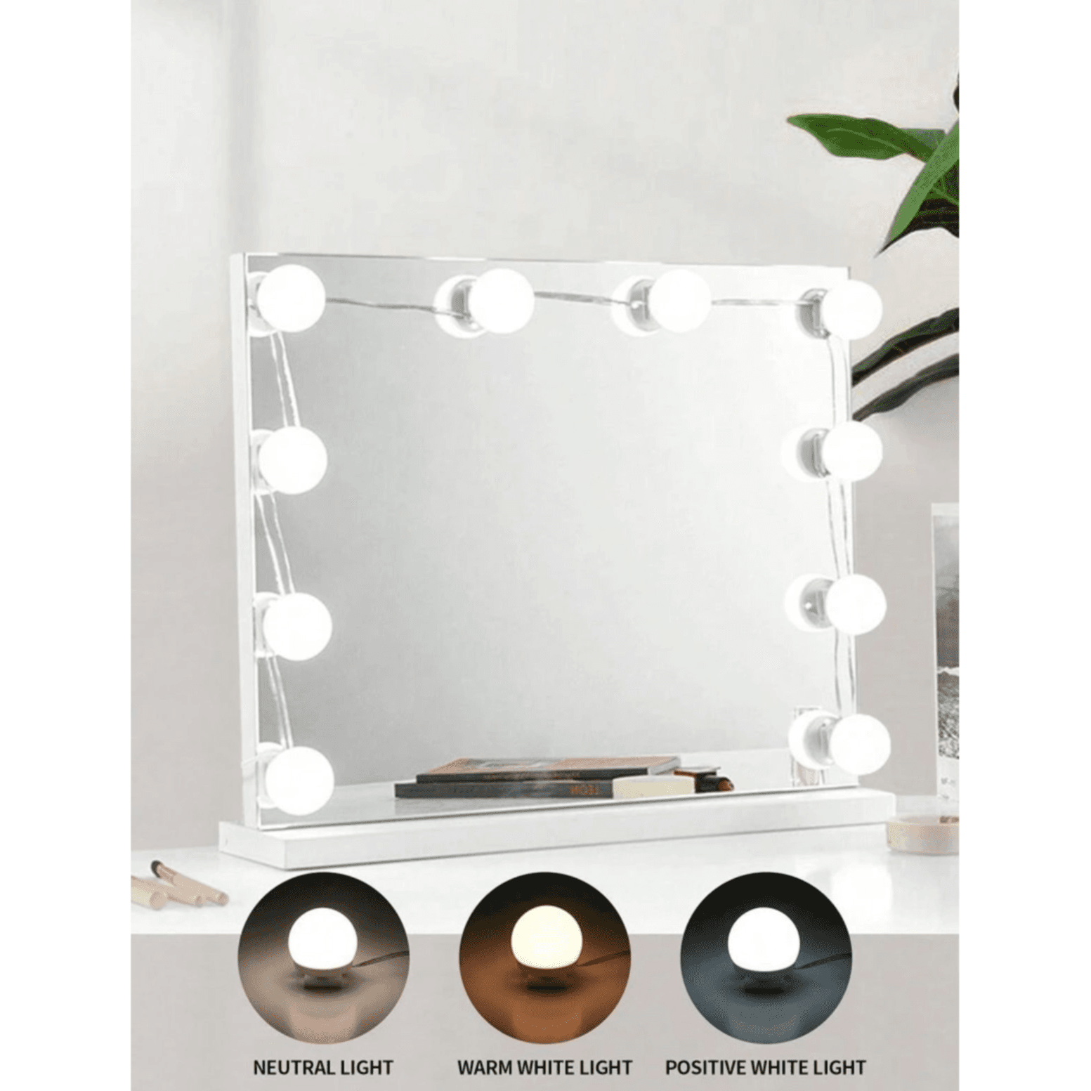 Dimmable Colorful LED Makeup Mirror for Women, USB Powered Mirror Light 12 pcs