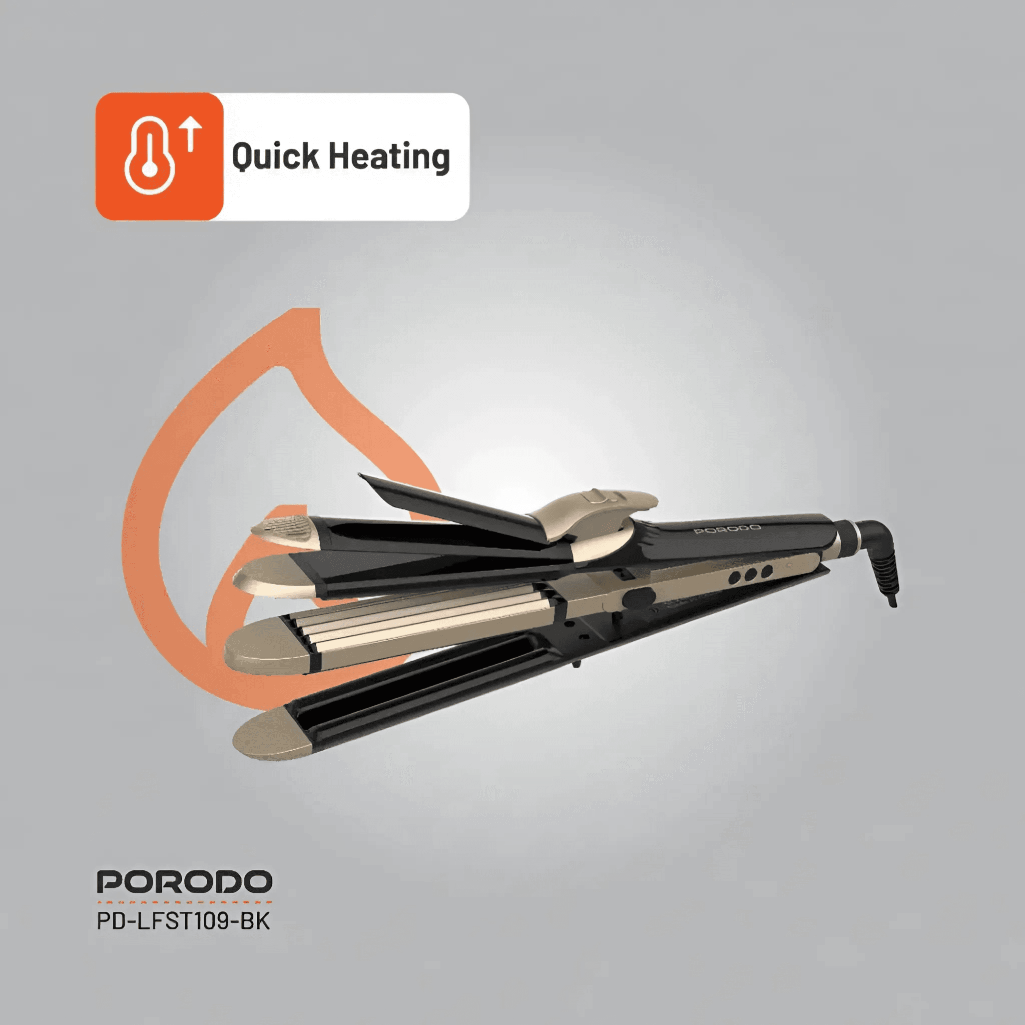 Porodo Lifestyle 4 Style Hair Iron - Black LFS109
