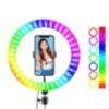 RGB Soft Ring Light MJ36 Circle Photography Lighting Colour Led RGB Ring Light with Phone Tripod Stand