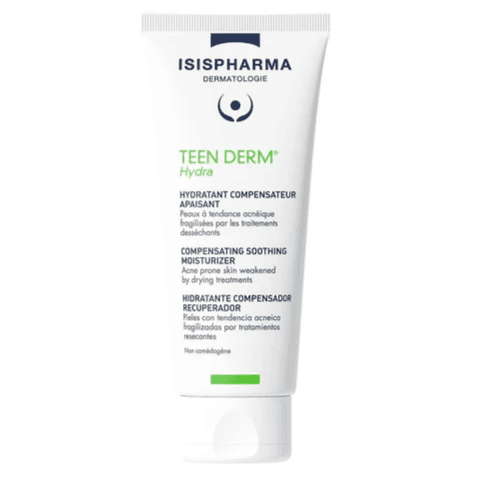 IsisPharma Teen Derm Hydra Compensating Soothing moisturizer for acne prone skin weakened by drying treatments 100ml