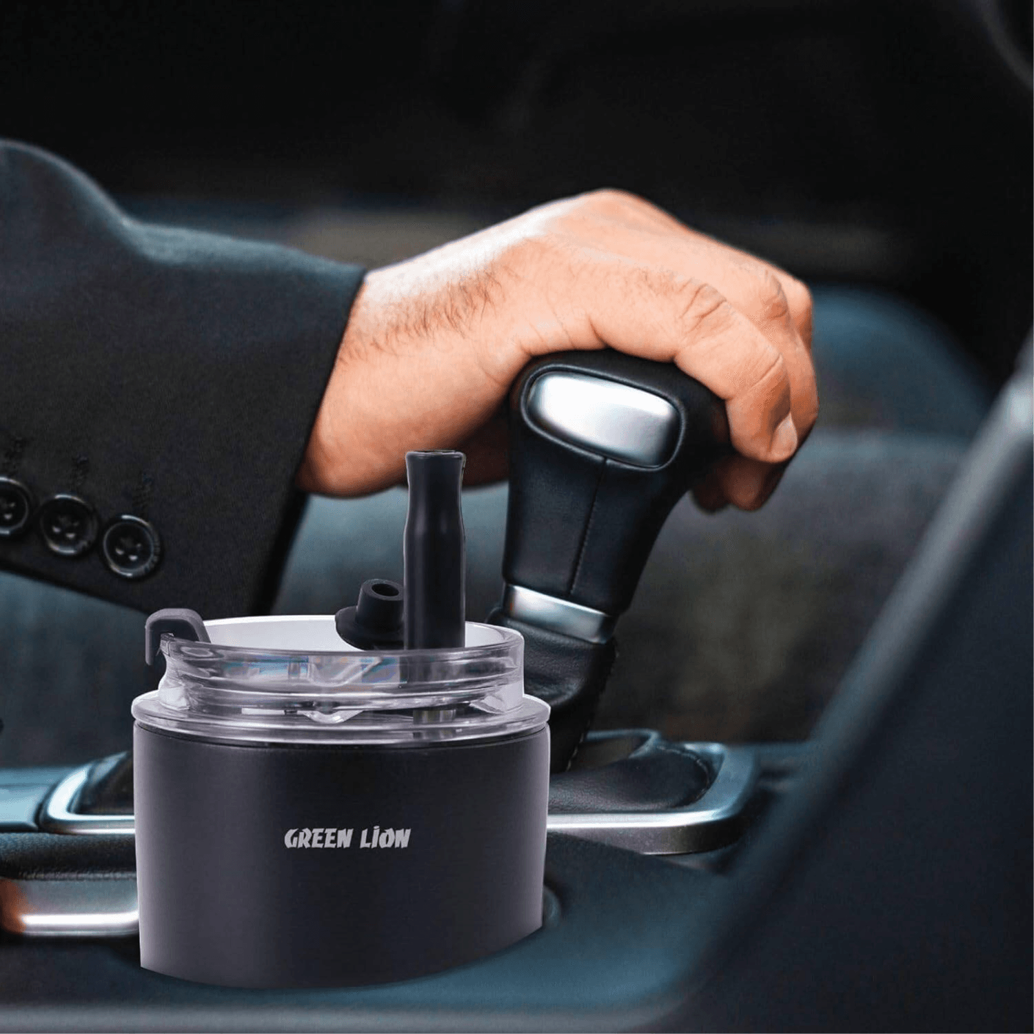 Green Lion Vacuum Travel Mug Lite, 280 ml Capacity, Black