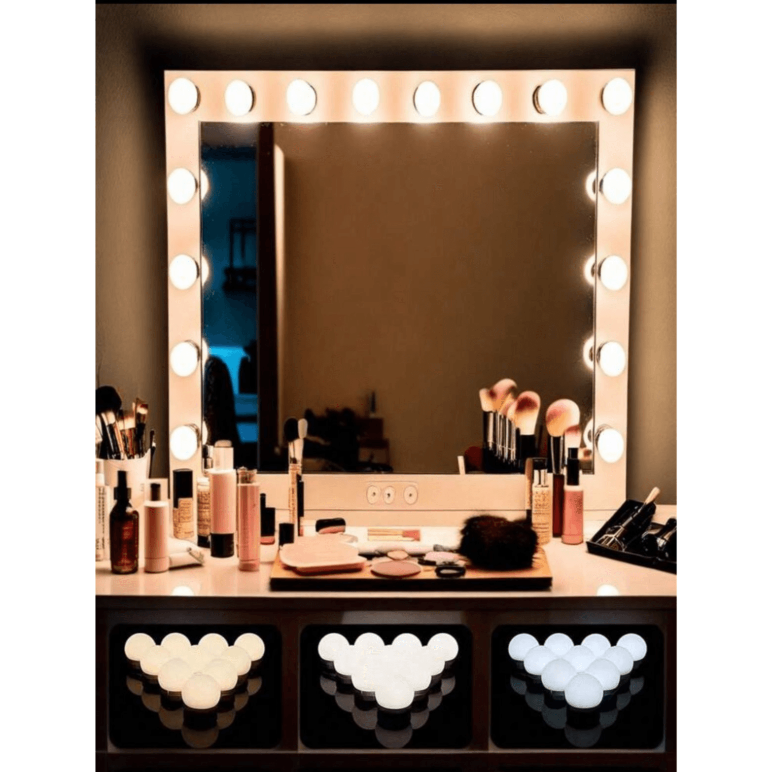Dimmable Colorful LED Makeup Mirror for Women, USB Powered Mirror Light 12 pcs