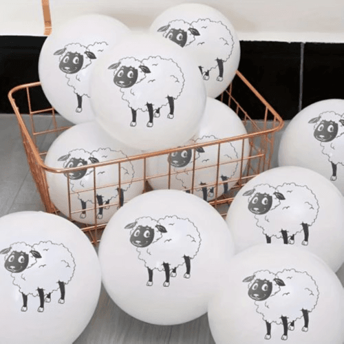 10 Pcs Eid Al-Adha Sheep Print Latex Balloons – Eid Party Decorations
