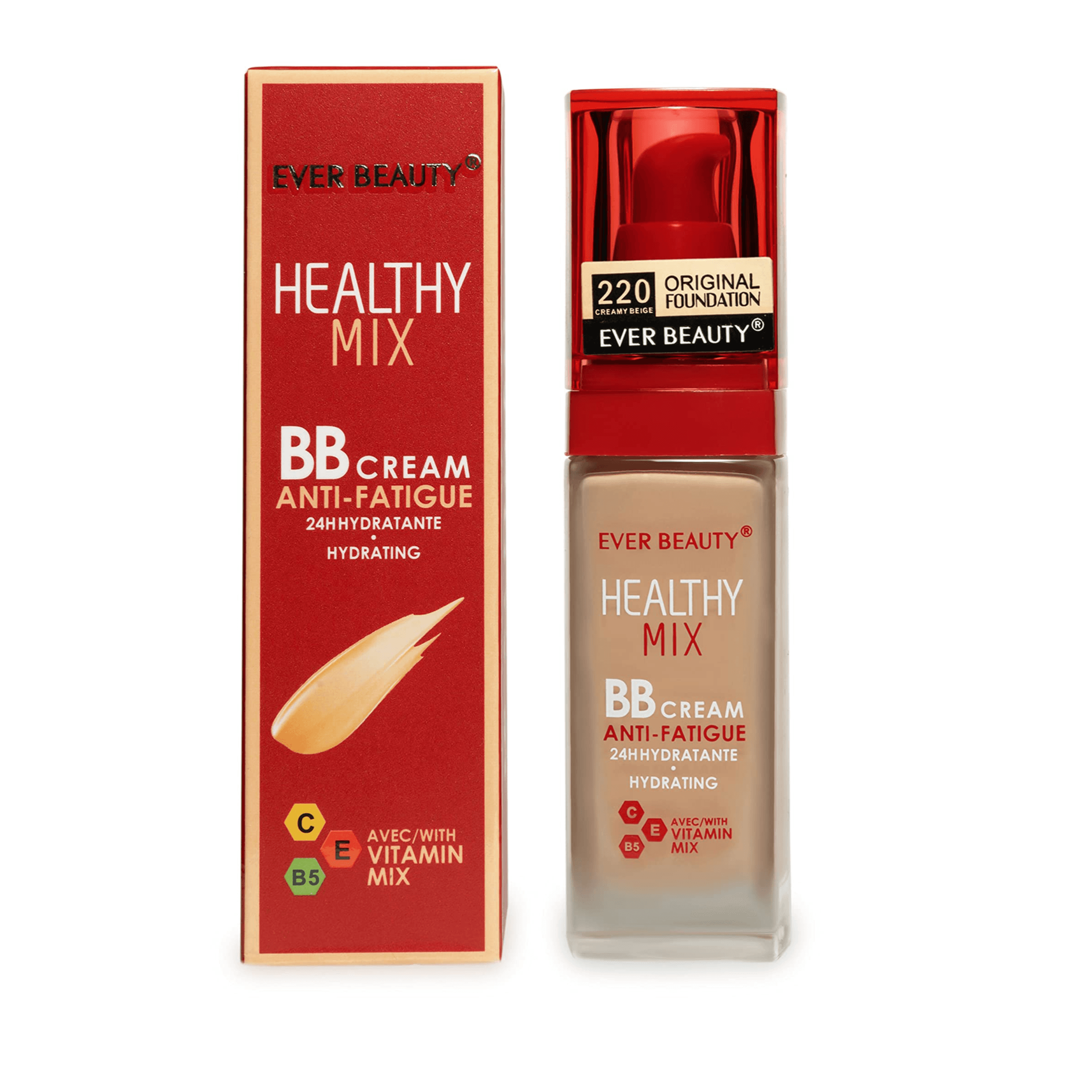 Ever Beauty Healthy Mix Bb Cream 24h Hydrating With Vitamin Mix Foundation Makeup Full Coverage Concealer Long Lasting Anti-fatigue -creamy Beige-220