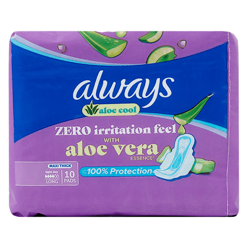 Always Aloe Cool Feminine pads Maxi Thick long 10 pads