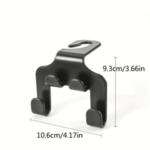 Versatile Plastic Car Seat Back Hook for Storage Organization (Black)