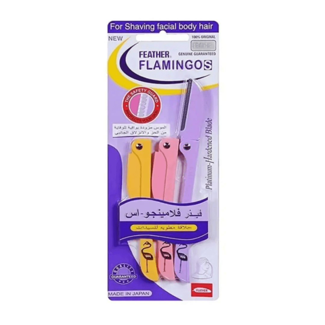 Feather Flamingos Original With Watermark Razors For Face & Body Shaving 3pcs