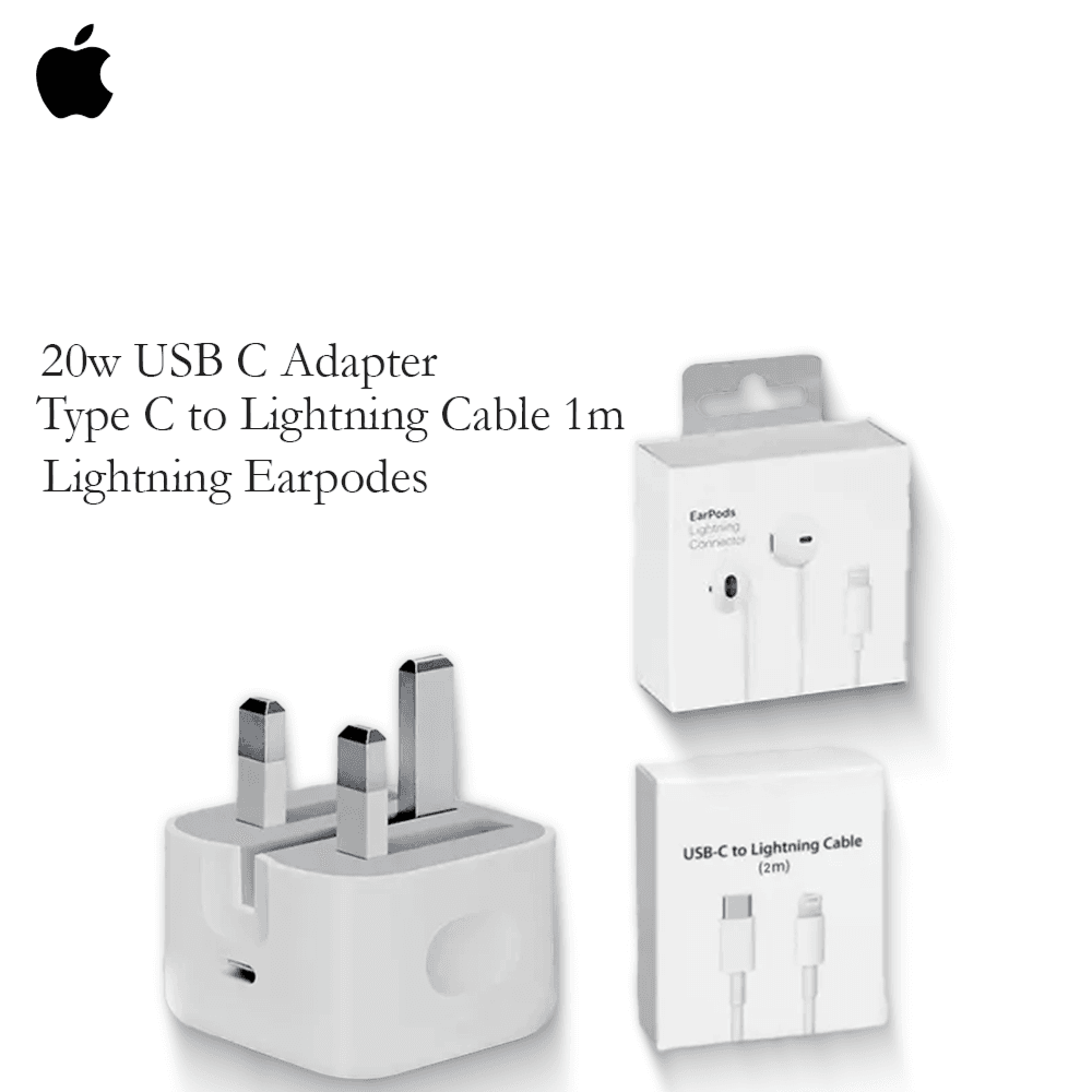 Apple Charger and Lightning Earpods For Iphone And Ipad (20W Adapter + C To Lightning Cable 1M + Headphone)
