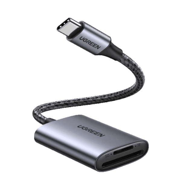 Ugreen SD Card Reader 2-in-1 USB C / SD/TF Memory Card Reader Dual Slot / 5GB/s / USB 2.0 / 2TB Capacity / Aluminum Case / CM401 - Black