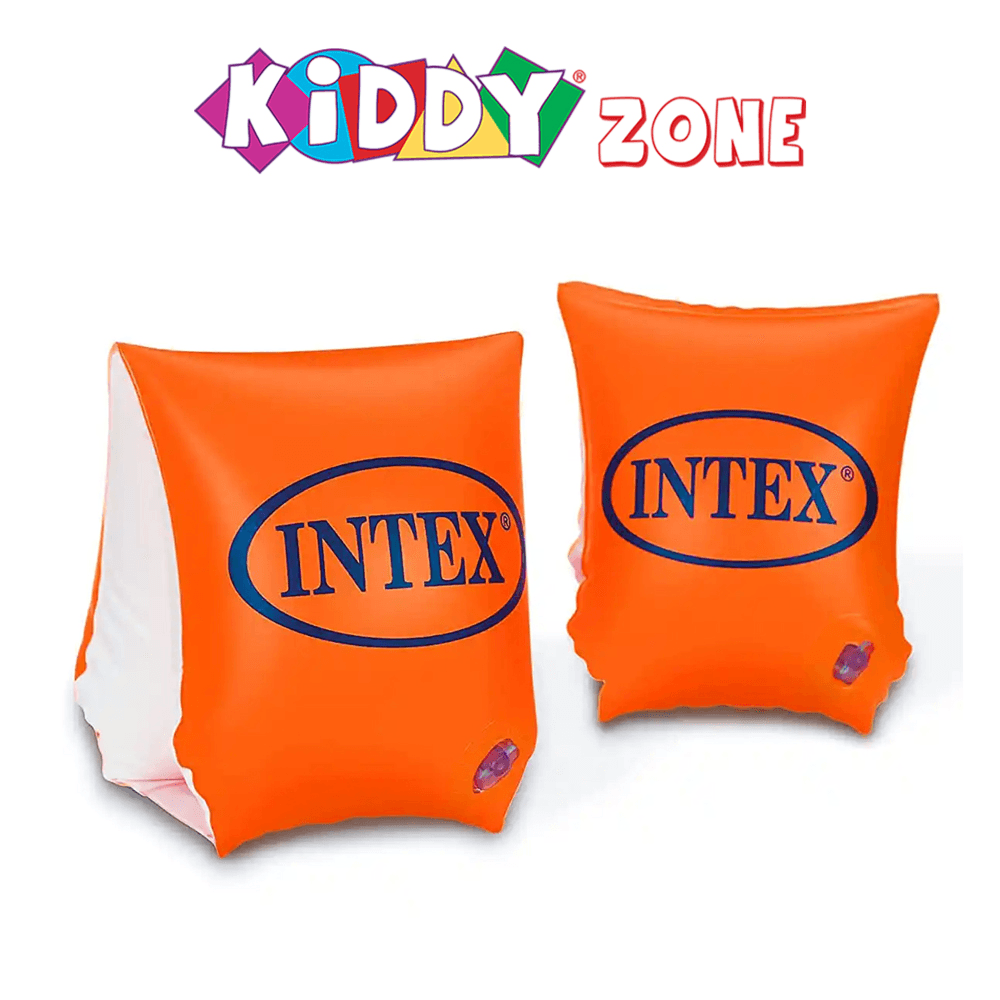 عوامات الذراع الفاخرة من INTEX بحجم 9×6 إنش، للأطفال من عمر 3 إلى 6 سنوات – في علبة تعليق