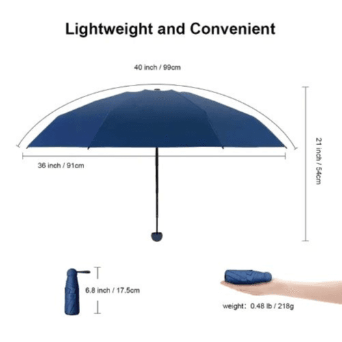 Mini Travel Umbrella - Compact, Foldable, Uv Protection (Black)