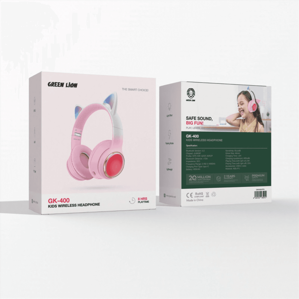 Green Lion Gk-400 Kids Wireless Headphone- Pink