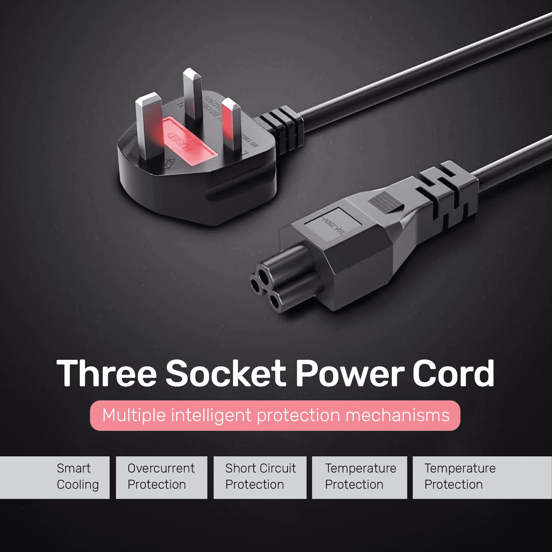 Arizone laptop power Cable  1.5M BLK