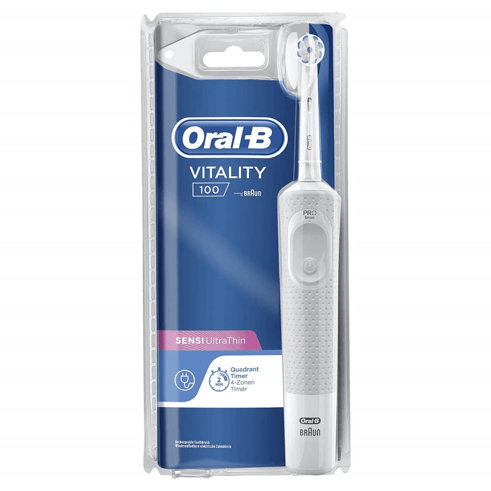 Oral-B Vitality 100  Sensi UltraThin Rechargeable Toothbrush with Quadrant Timer 1pcs D100