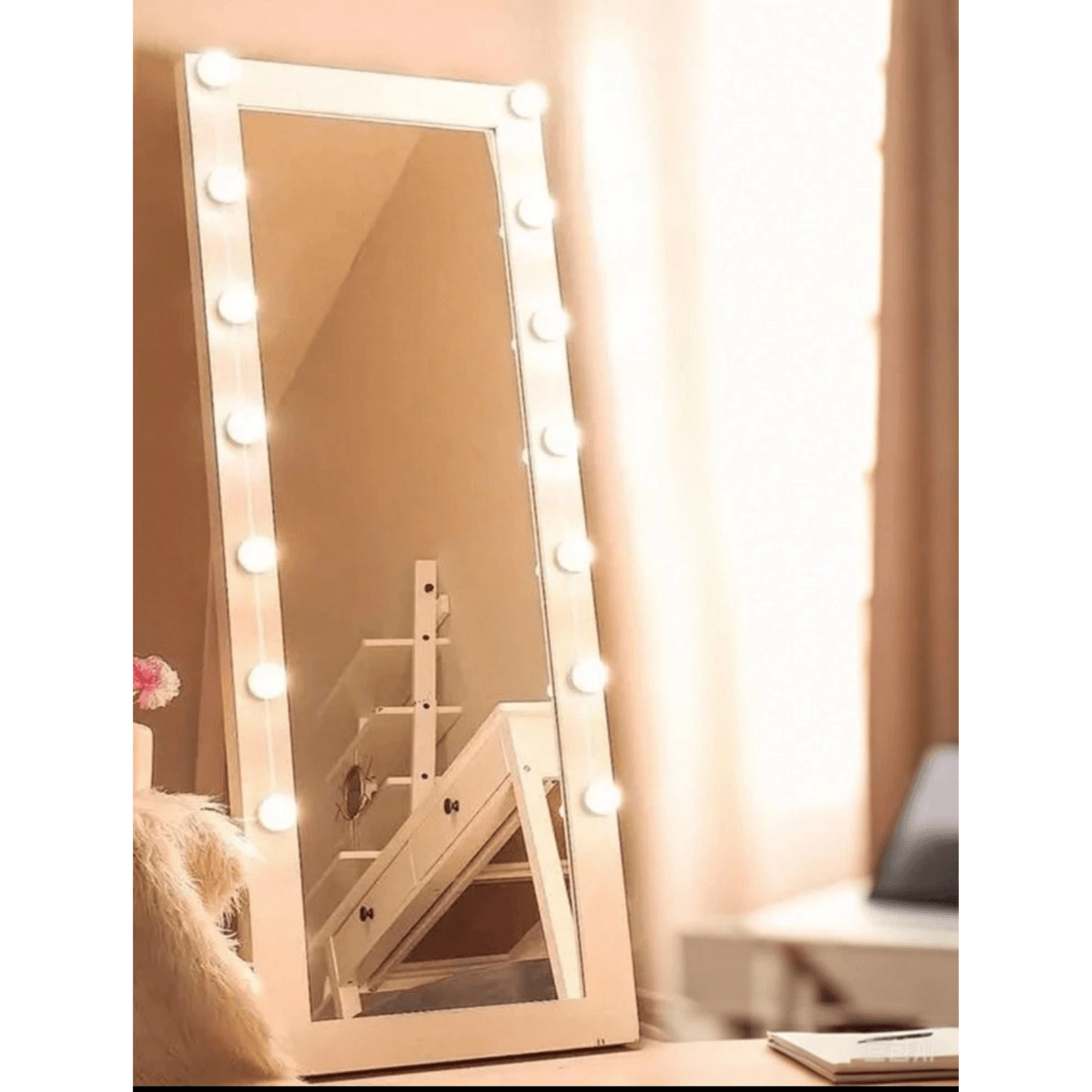 Dimmable Colorful LED Makeup Mirror for Women, USB Powered Mirror Light 16 pcs