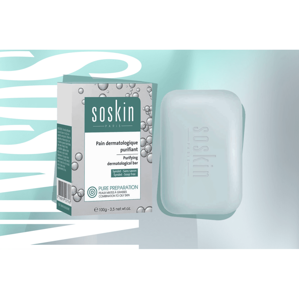 Soskin Purifying Dermatological Bar Syndet Soap Free For Combination To Oily Skin 100gm