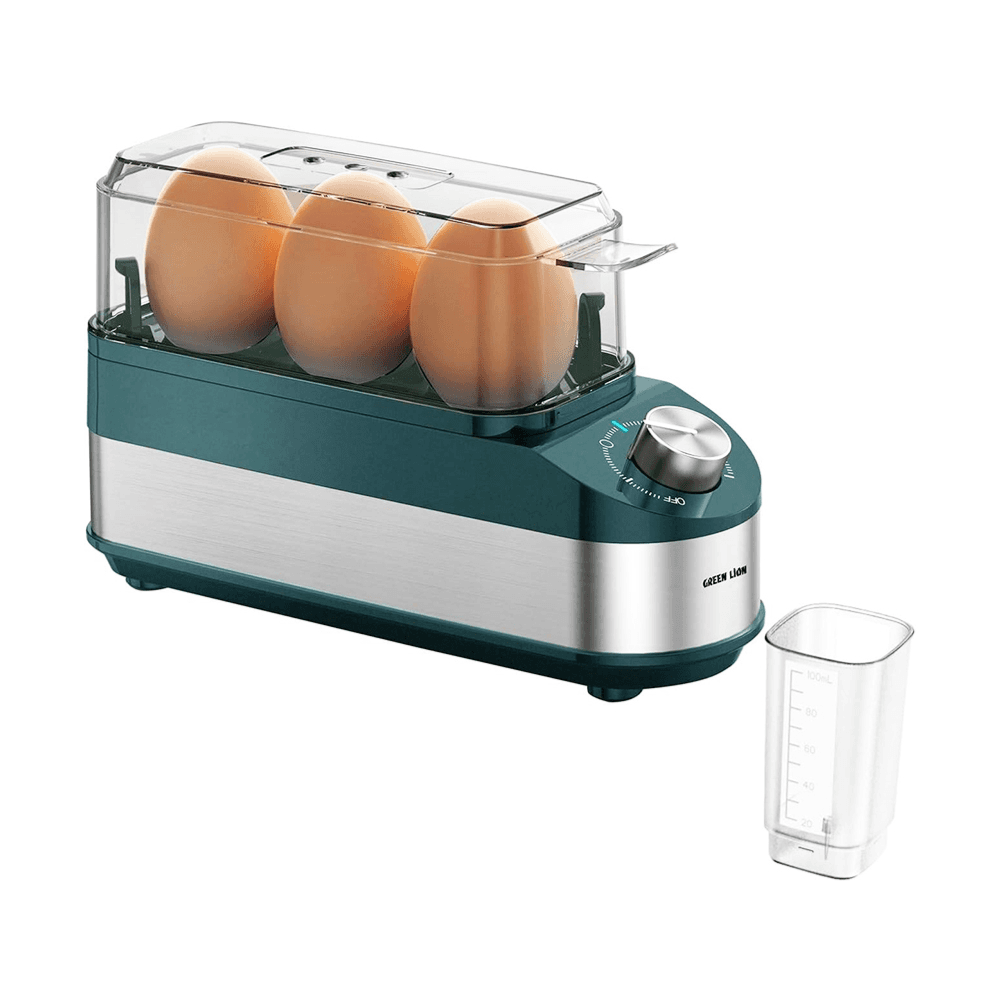 Green Lion Trio Egg Cooker, 3-Egg Capacity, Fast 8-Min Cooking, Rotatory Knob Timer