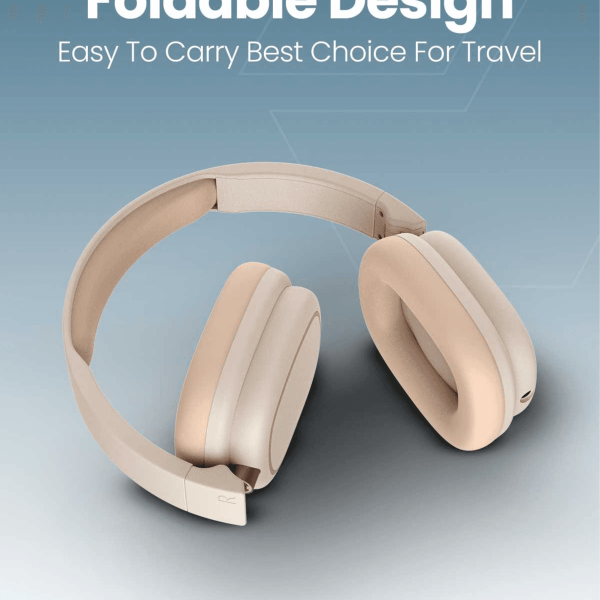Moxedo Rave Bass Wireless ANC Headphone 42dB 33 Hours Playtime with Built-in Microphone (Beige)