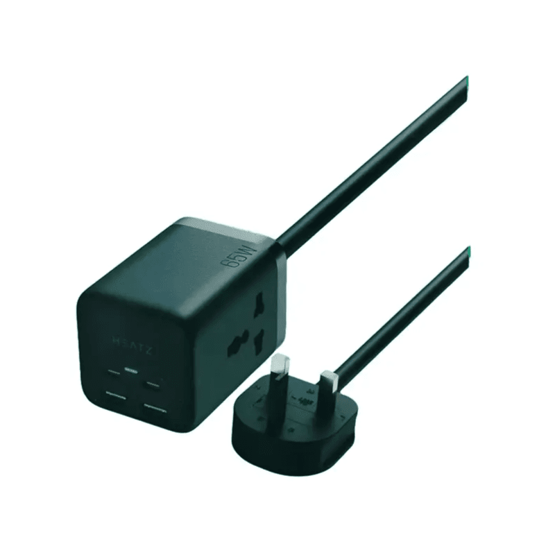 Heatz ZA66 6in1 Power Adapter Extension 65W GAN 2USB,2USB-C &2Power Socket 1.5M Cable