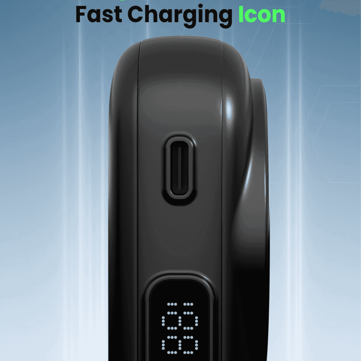 Moxedo Combo 5x 10,000 mAh Power Bank with Charging Dock 22.5W Power Delivery USB-C Fast Charging Digital Battery Display with Built-in Type-C Cable / Lightning Cable (Black)