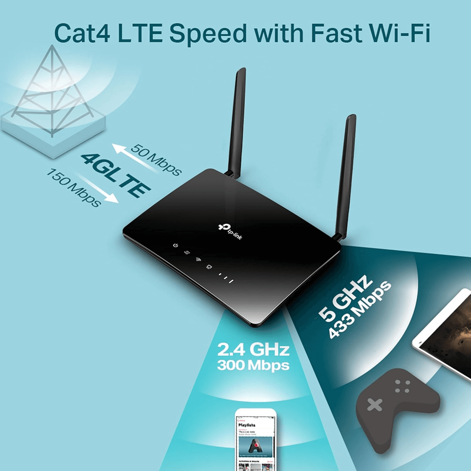 TP-Link Archer MR200 AC750 Wireless Dual Band 4G LTE WiFi Router Sim Slot
