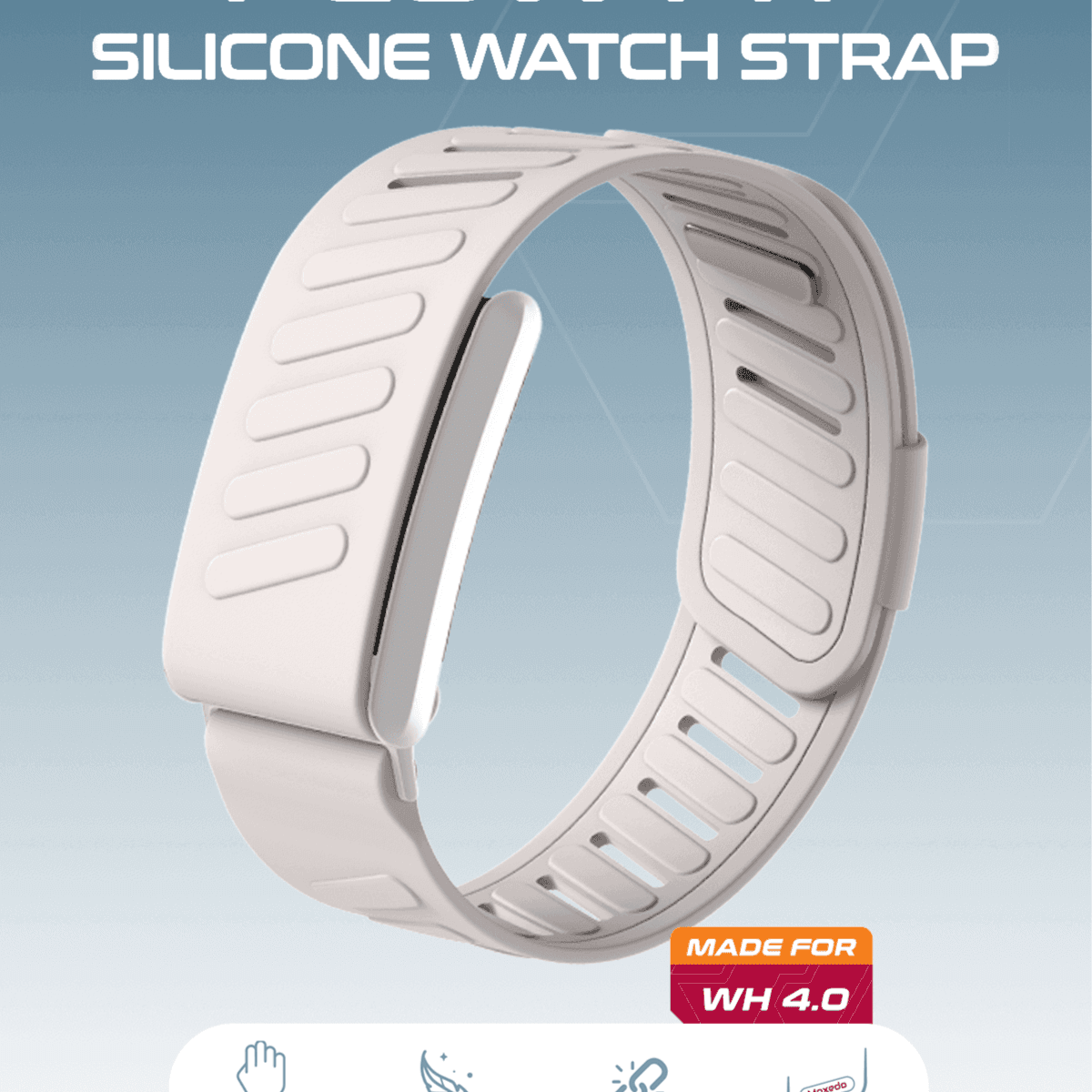 Moxedo Flow-Fit Silicone Strap Compatible with WHOOP 4.0 | Adjustable Replacement Band for Men & Women | Lightweight, Sweatproof, Skin-Friendly, Secure Fit, Waterproof Sports Loop (Beige)