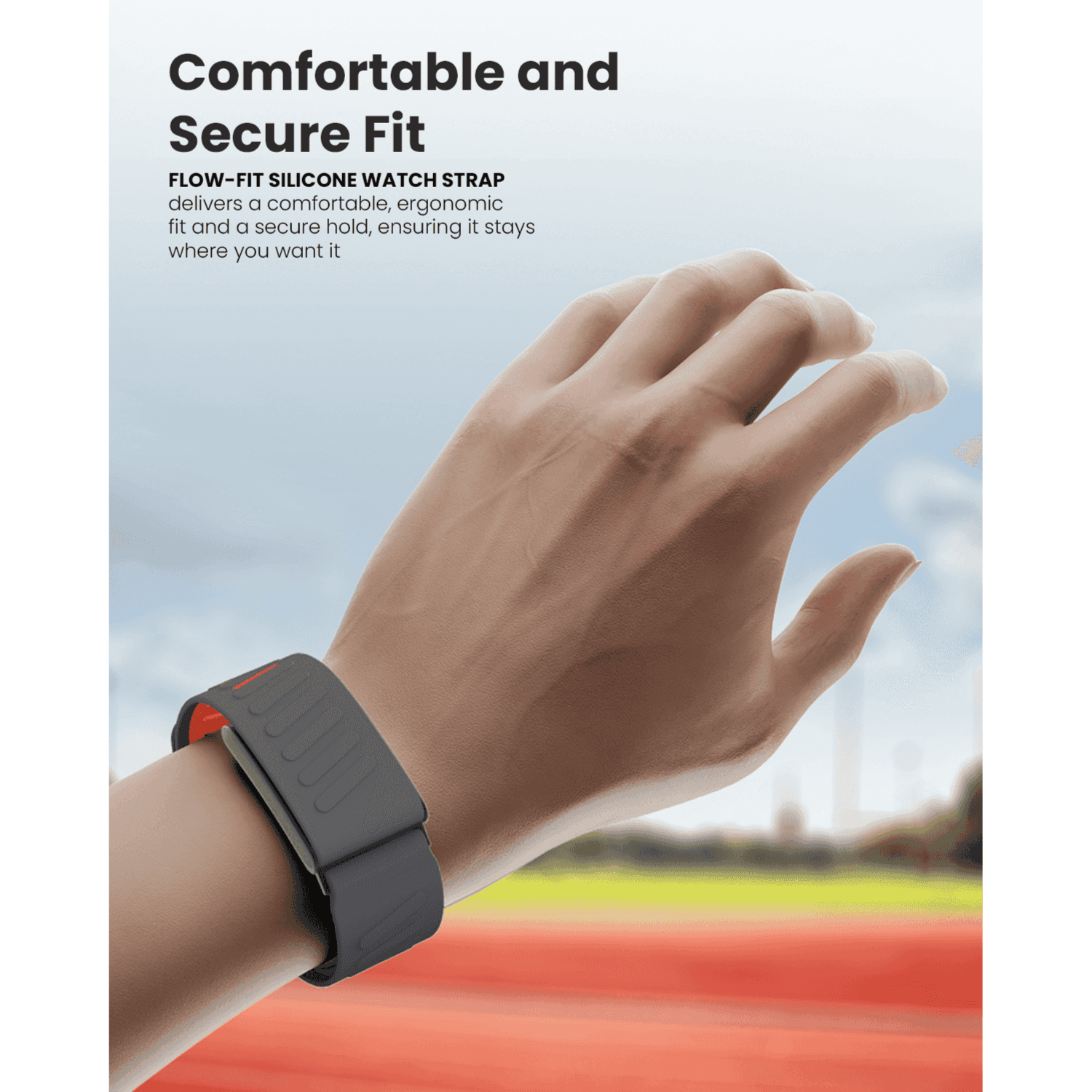 Moxedo Flow-Fit Silicone Strap Compatible with WHOOP 4.0 | Adjustable Replacement Band for Men & Women | Lightweight, Sweatproof, Skin-Friendly, Secure Fit, Waterproof Sports Loop (Gray/Orange)
