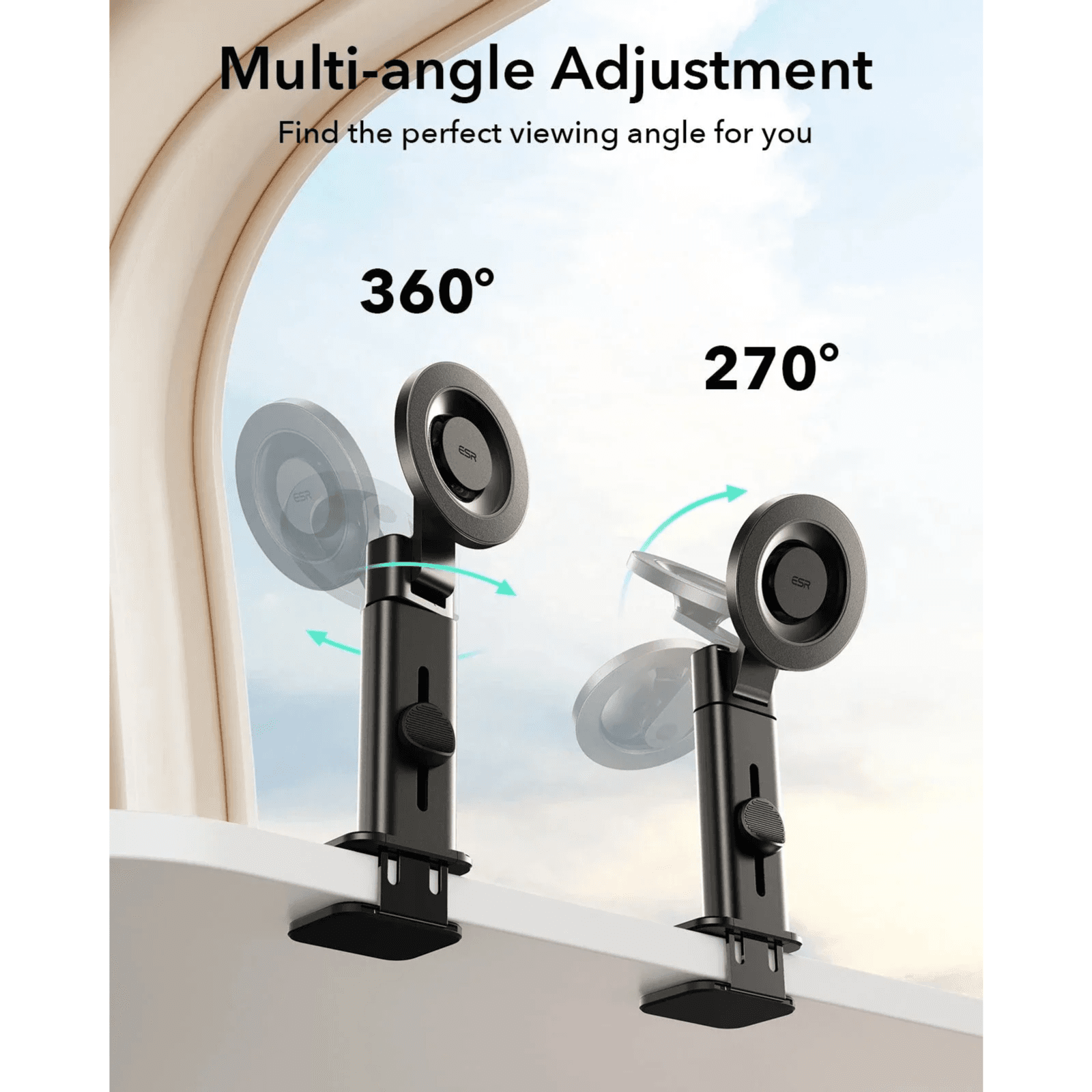 Airplane Phone Holder Mount (HaloLock) - Black
