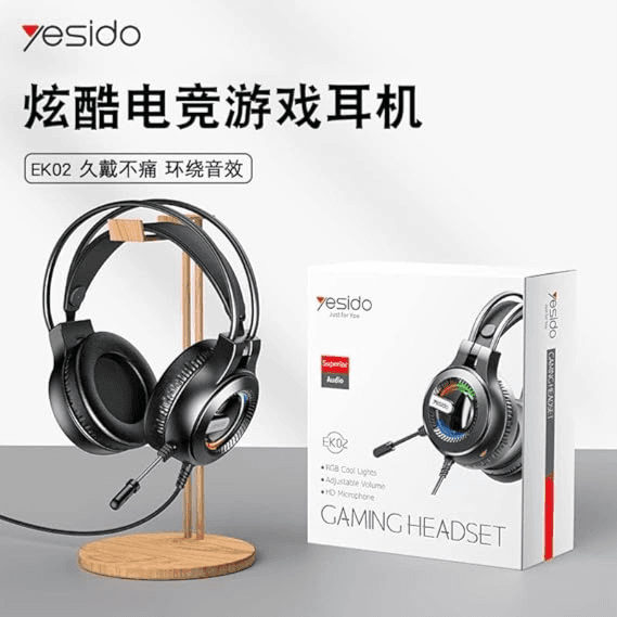 سماعة الألعاب Yesido EK02 مع أضواء RGB لأجهزة PlayStation و Xbox والهواتف المحمولة والكمبيوتر
