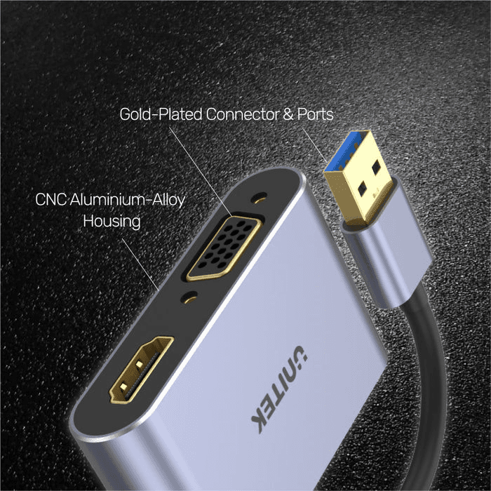 USB 3.0 to HDMI and VGA Adapter - UNITEK