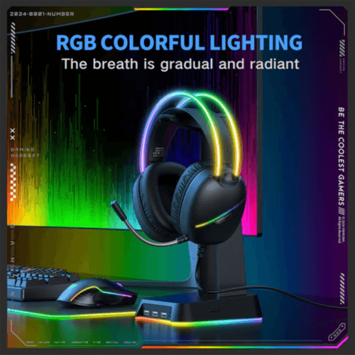 سماعة ألعاب سلكية RGB مع ميكروفون إلغاء الضوضاء - أونيكوما x33 أسود