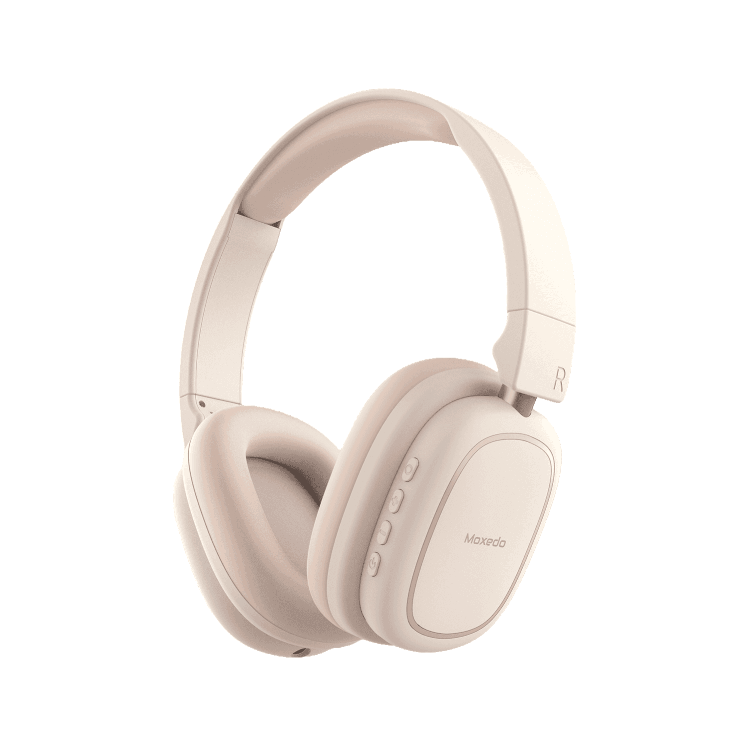 Moxedo Rave Bass Wireless ANC Headphone 42dB 33 Hours Playtime with Built-in Microphone (Beige)