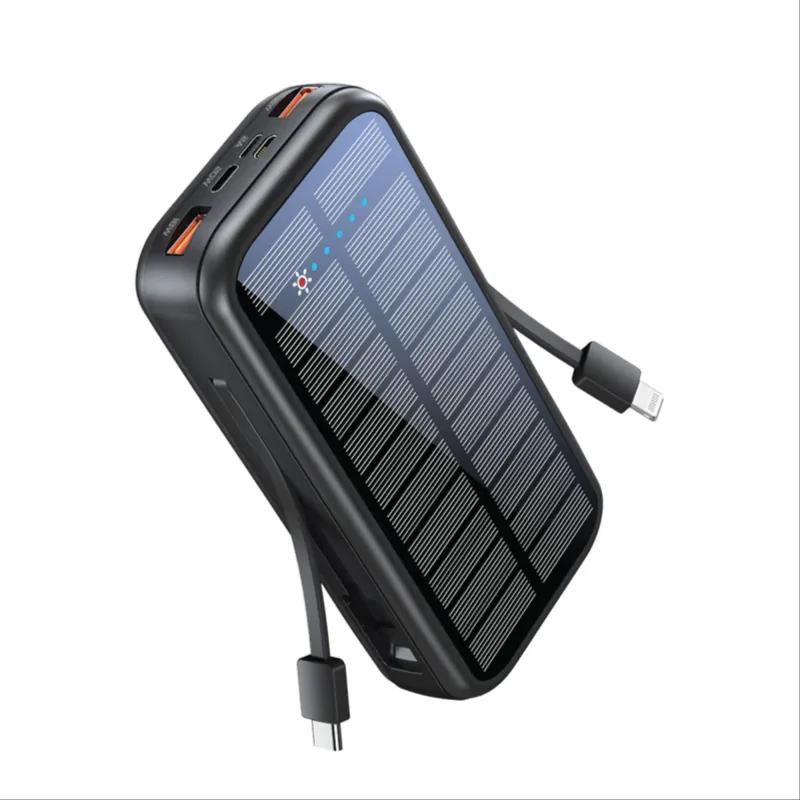 Promate 20000mAh EcoLight Solar Power Bank with Built-in USB-C & Lightning Cable