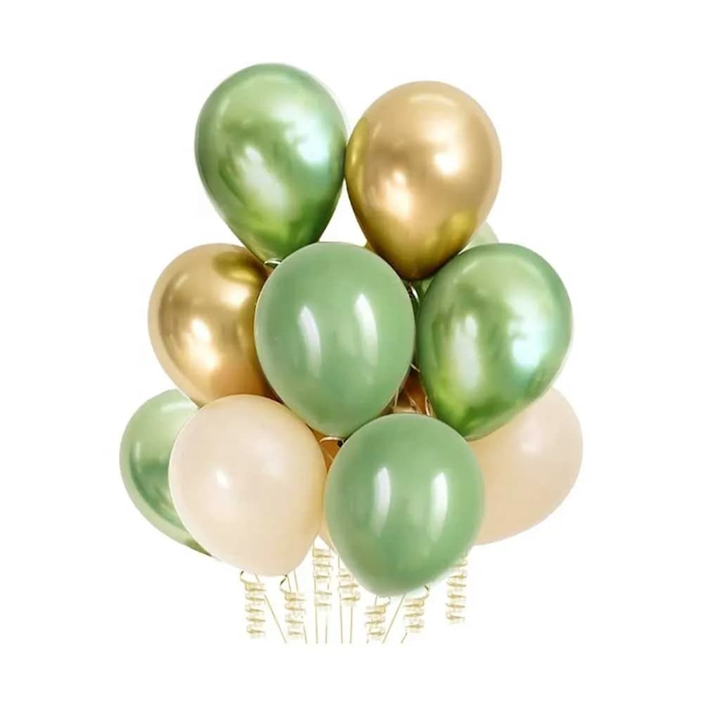 Retro Sage Green Balloons 10 Pieces Helium Filled