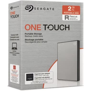 Seagate 2Tb One Touch Portable Hdd Silver +Rescue 2Tb, Usb 3.0