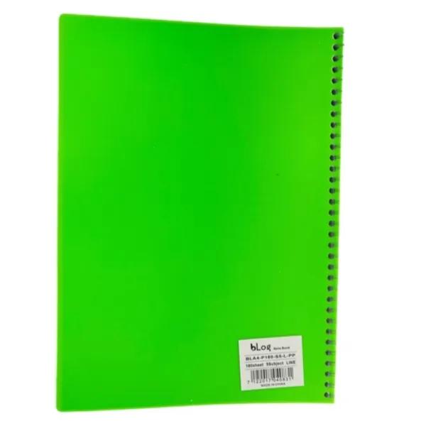 Blog University 5 Subject Ruled Notebook A4 Size 180 Sheets Light Green Colour - 5808