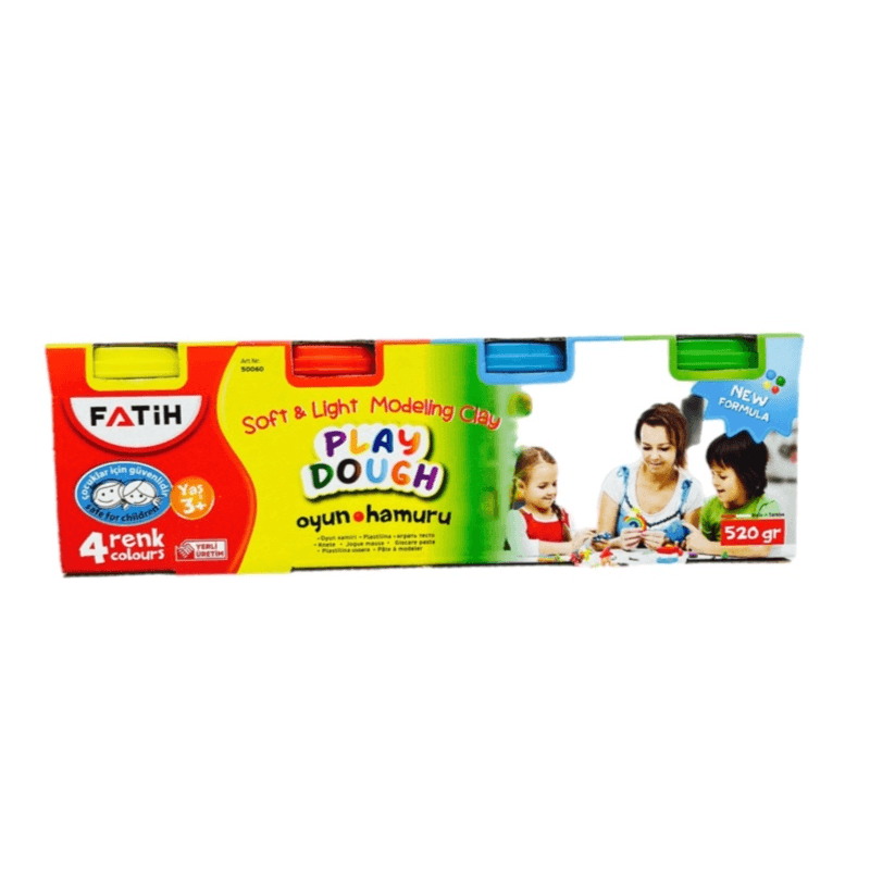 Fatih Play Dough 130gm Plastic Tubs In 4 Colours Total 520g - 12002