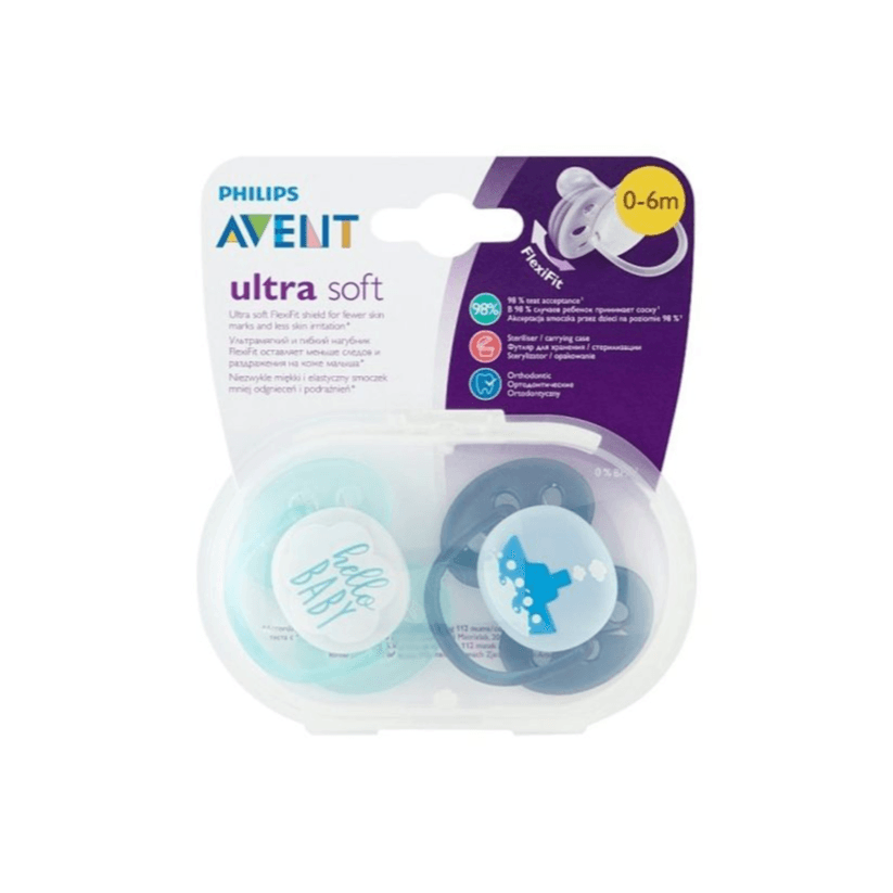Avent Ultra Soft Boy Pacifier 0-6 months FlexiFit 2 pcs Code:SCF 222/01