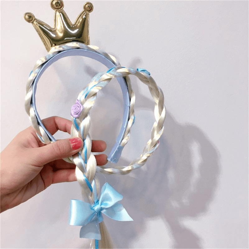 Blue Hair Accessories With Crown And Ribbon