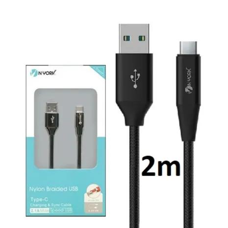 Nyork Nylon USB To Type C Charging Cable 2M