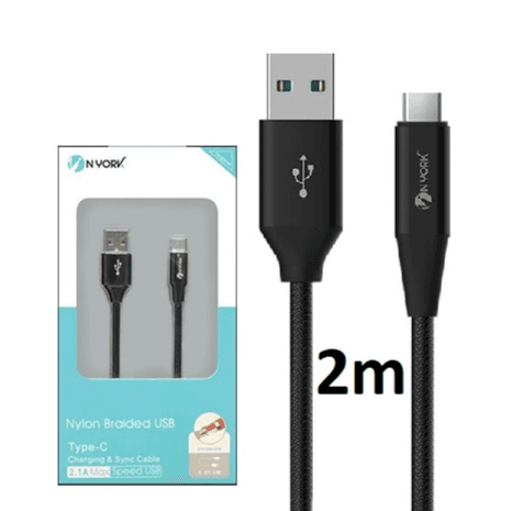 Nyork Nylon USB To Type C Charging Cable 2M