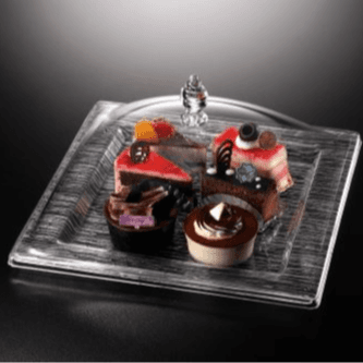 Vague Ac.square Dessert Serving Set Square Bark Clear 40x40cm-02-856