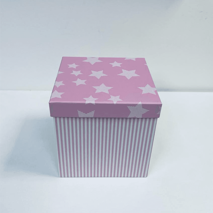 Pink Extra Large Star With Stripes Square Gift Box Big Size