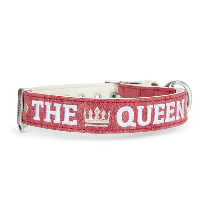 Collar Royal L Faux Leather Cream Bordeaux Embroded The Queen W X L-42x50 White Bronze