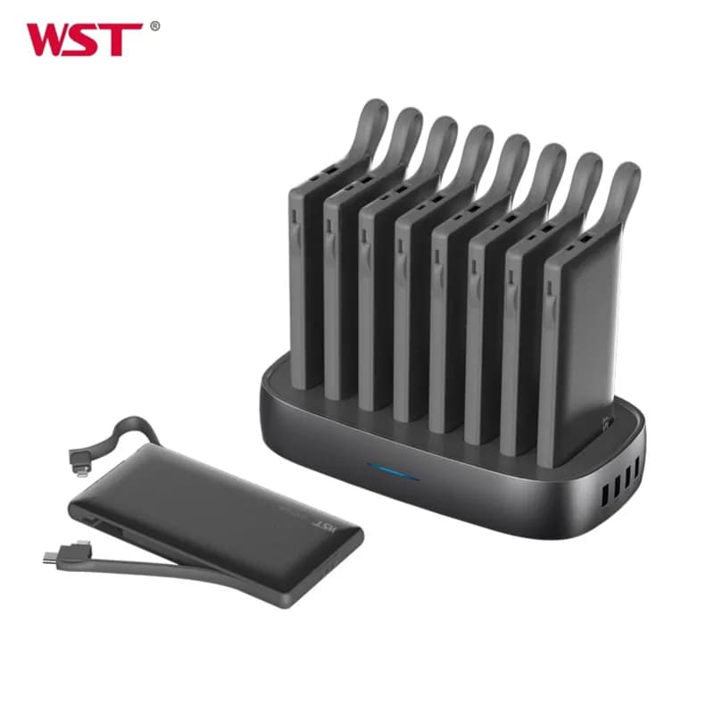 Wst 10,000 Mah 8 In 1 Powerbank Station With Built-In Cable – Black