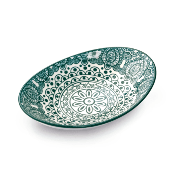 Che Brucia 7" Oval Bowl Green Arabesque/d03-067