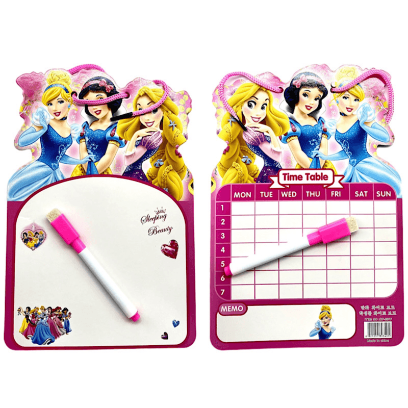 time table and white paper board for kids with pen Disney princess - 9184